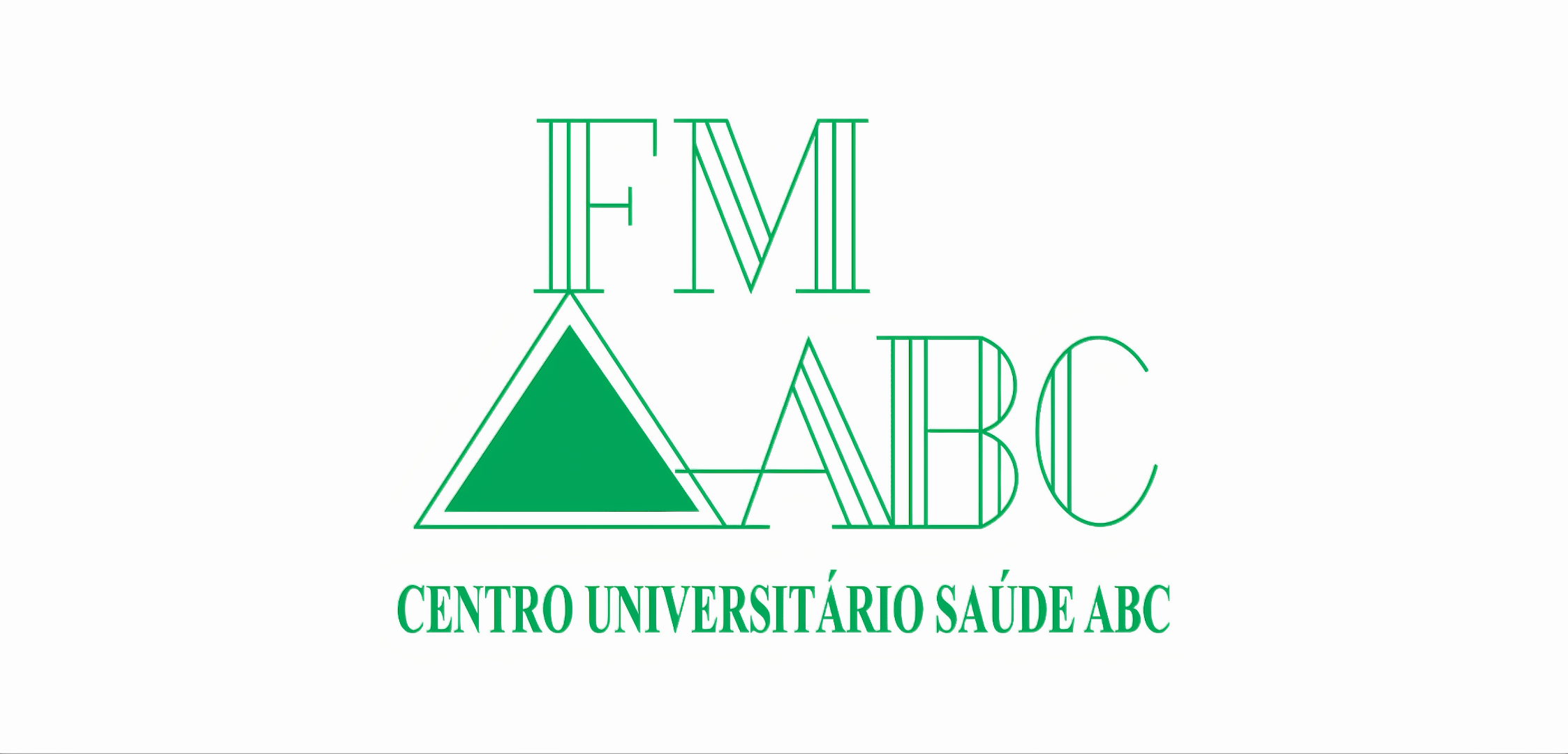 Logotipo do Centro Universitário Saúde ABC apresentando a sigla “med abc” com triângulo verde e texto abaixo.