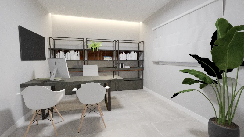 Renderização 3D do home office do Projeto Taubaté.