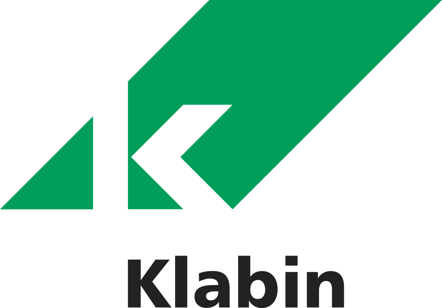 Logotipo da Klabin em fundo preto.