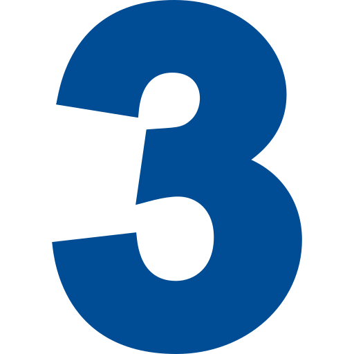 Um número 3 azul sobre um fundo preto.