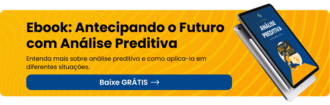 Banner divulgando um e-book intitulado "Análise Preditiva" com botão de download