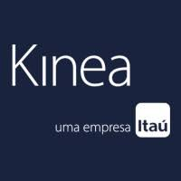 Logotipo da Kinea com a frase "uma empresa Itaú" sobre fundo azul escuro, incorporando uma abordagem integrativa.