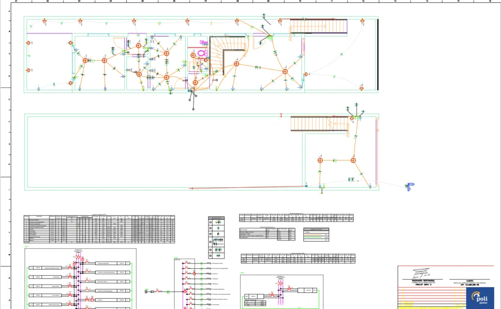 Desenho mostrando um diagrama do sistema elétrico do "Projeto Capuava".