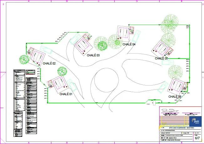 Desenho mostrando o layout do parque infantil do Sítio das Coleirinhas.