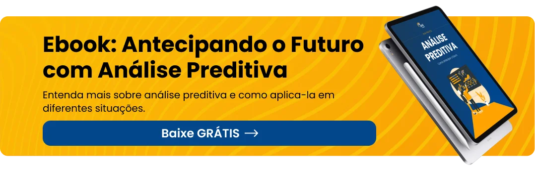 Banner divulgando um e-book intitulado "Análise Preditiva" com botão de download